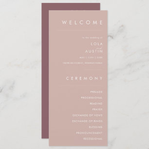 Dusty Boho   Rose and Purple Gold Wedding Program Programme