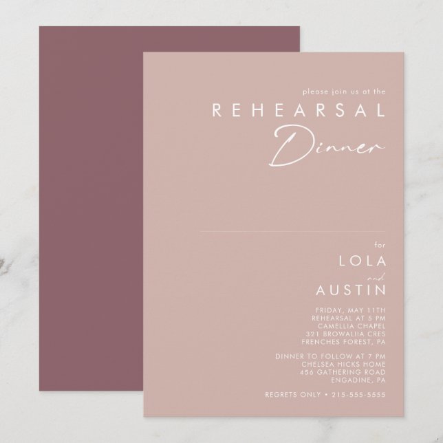 Dusty Boho | Rose and Purple Rehearsal Dinner Invitation (Front/Back)