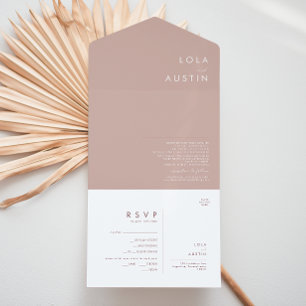 Dusty Boho   Rose and Purple Seal and Send All In  All In One Invitation