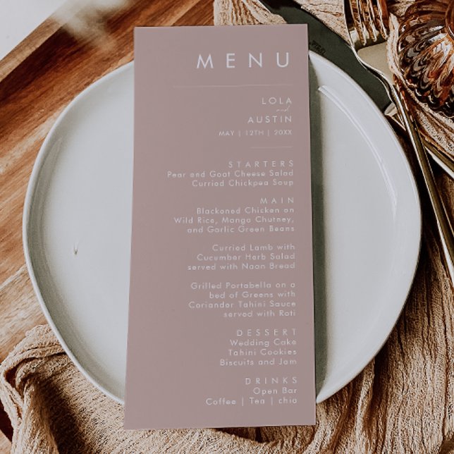 Dusty Boho | Rose and Purple Wedding Dinner Menu (Creator Uploaded)