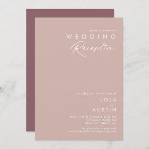 Dusty Boho   Rose and Purple Wedding Reception Invitation