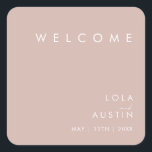 Dusty Boho | Rose Wedding Welcome Square Sticker<br><div class="desc">This Dusty Boho | Rose wedding welcome square sticker is perfect for your colourful rustic boho wedding. Its simple, unique modern design accompanied by a contemporary minimalist script and dusty rose colour palette gives this product a classic chic bohemian feel. Keep it as is, or choose to personalise it with...</div>