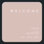 Dusty Boho | Rose Wedding Welcome Square Sticker<br><div class="desc">This Dusty Boho | Rose wedding welcome square sticker is perfect for your colourful rustic boho wedding. Its simple, unique modern design accompanied by a contemporary minimalist script and dusty rose colour palette gives this product a classic chic bohemian feel. Keep it as is, or choose to personalise it with...</div>
