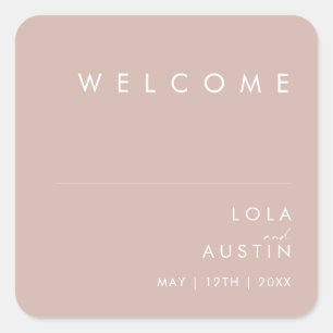 Dusty Boho   Rose Wedding Welcome Square Sticker