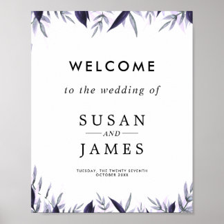 Dusty Botanical Floral Wedding Wedding Sign