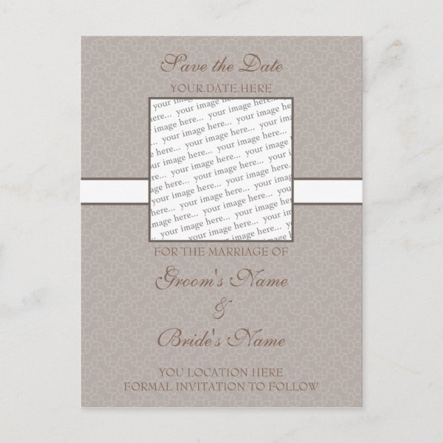 Dusty Brown Eggshell Save the Date Postcard (Front)