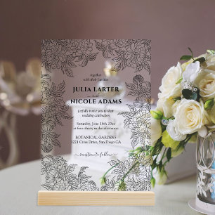 Dusty Brunt Orange Peony Flowers Fall Wedding Acrylic Invitations