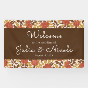 Dusty Brunt Orange Peony Flowers Fall Wedding Banner