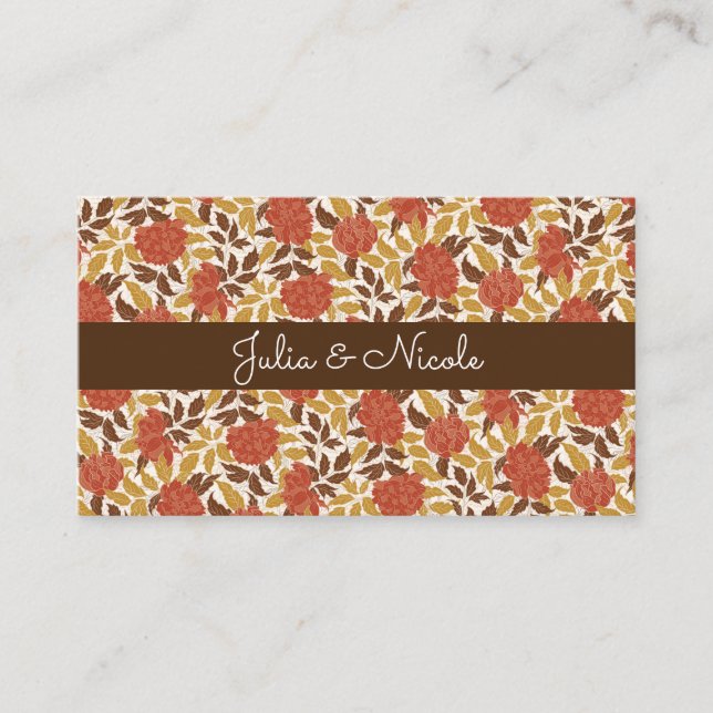 Dusty Brunt Orange Peony Flowers Fall Wedding Place Card (Front)