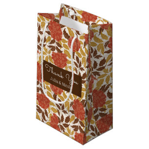 Dusty Brunt Orange Peony Flowers Fall Wedding Small Gift Bag