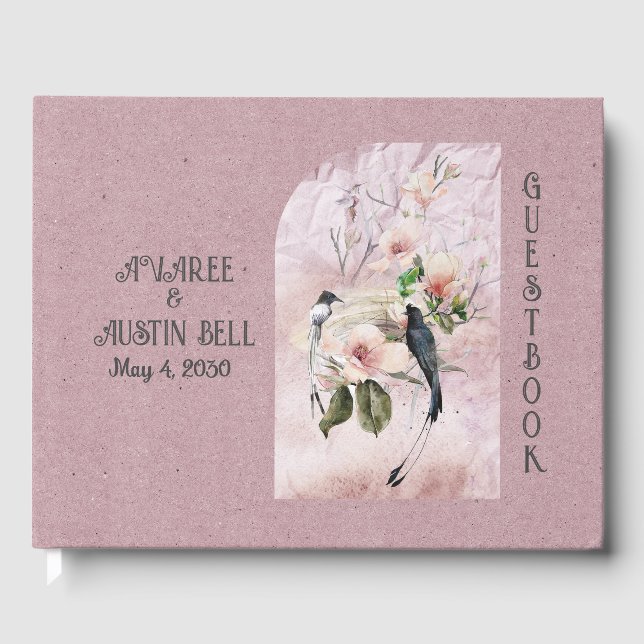 Dusty Burgundy and Magnolia Blossom  Guest Book (Front)