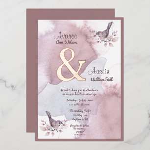 Dusty Burgundy Watercolor and Rose Gold Ampersand