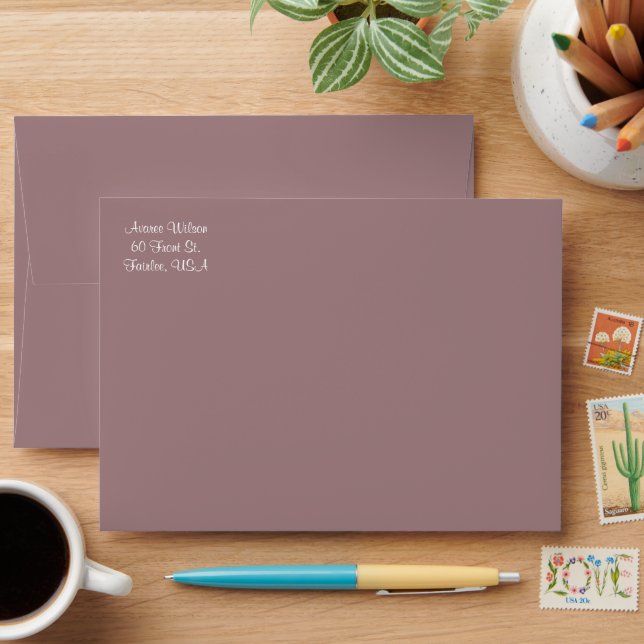 Dusty Burgundy Watercolor Envelope (Desk)