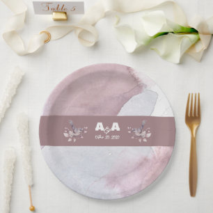 Dusty Burgundy Watercolor  Paper Plate