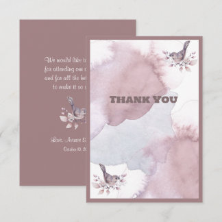Dusty Burgundy Watercolor  Thank You Card