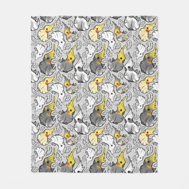 Dusty Cockatiels Throw Fleece Blanket (Front)