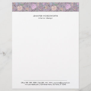 Dusty Colors Whimsical Floral Modern Custom Letterhead