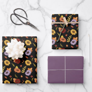 Dusty Colourful Flowers Cute Elegant Pattern Wrapping Paper Sheet