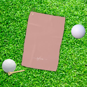 Dusty Coral Modern Girly Monogram Name Golf Towel