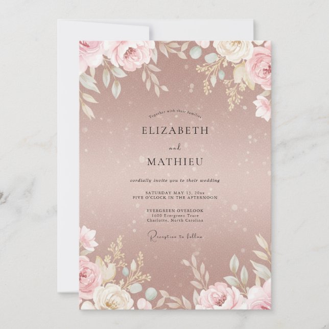 Dusty Coral Painted Wedding Invitation (Front)