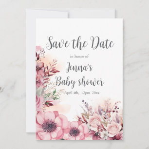 Dusty Coral QR Code Baby Shower Save The Date