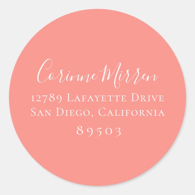 Dusty Coral Return Address Sticker (Front)