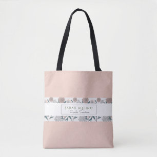 Dusty Coral With Floral Edge Doula Promotional Tote Bag