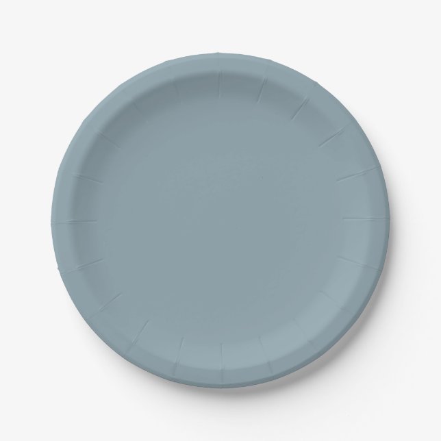 Dusty Cornflower Blue Solid Colour Paper Plate (Front)