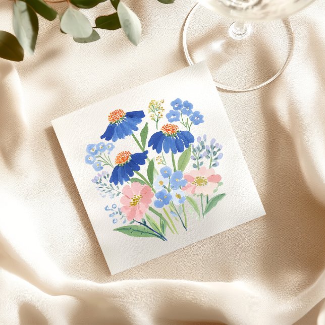 Dusty Cornflower Wildflower Meadow Baby Shower Napkin (Creator Uploaded)