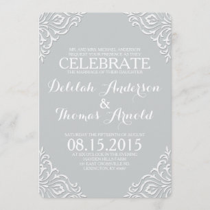Dusty Damask Filigree Elegant Wedding Invitation