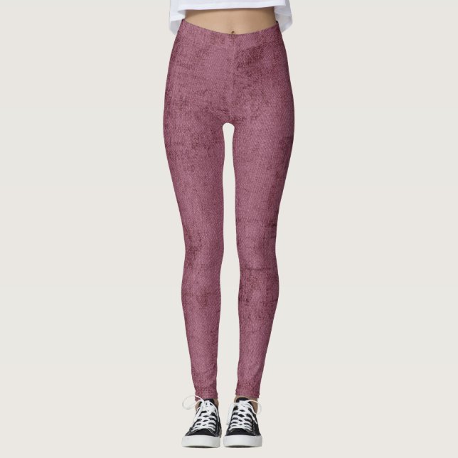 Dusty Deep Rose Suede Women's Leggings  (Front)