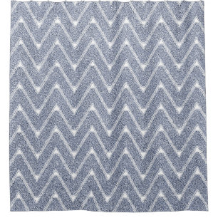 Dusty Denim Blue Chevron Pattern Shower Curtain