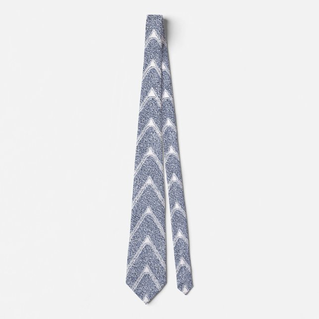 Dusty Denim Blue Chevron Pattern Tie (Front)