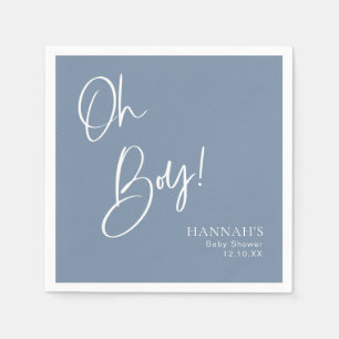Dusty/ Denim Blue Oh Boy Baby Shower Napkin