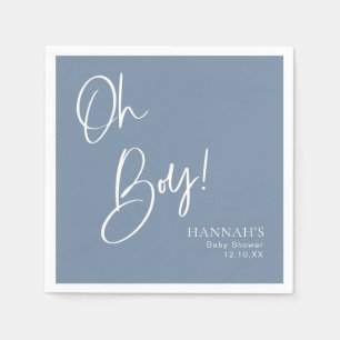 Dusty/ Denim Blue Oh Boy Baby Shower Napkin