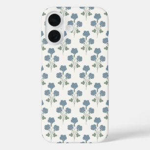 Dusty Denim & Peach Coastal Botanical iPhone 16 Case