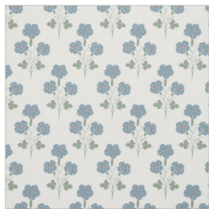 Dusty Denim & Peach Coastal Botanical Fabric