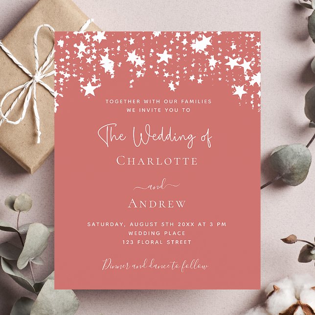 Dusty earth stars budget wedding invitation (Creator Uploaded)