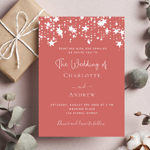 Dusty earth stars elegant wedding invitation