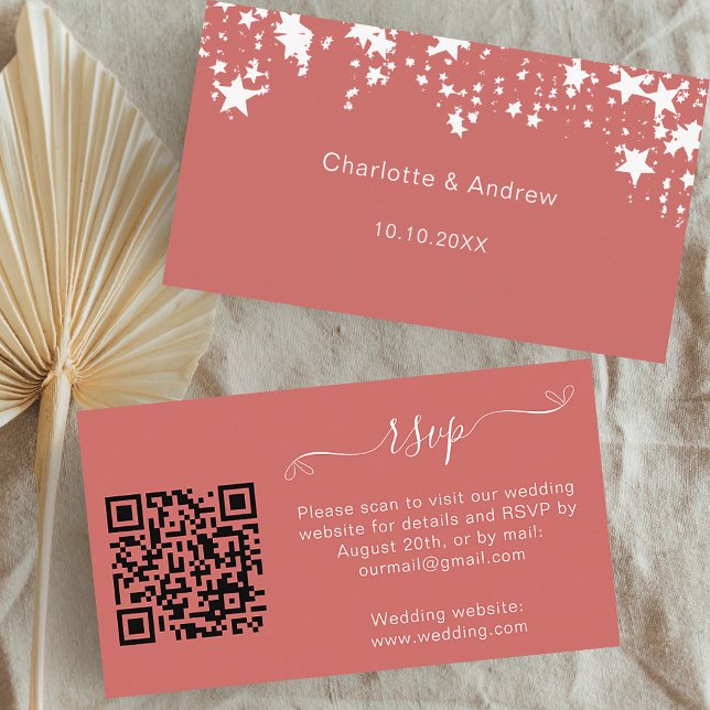 Dusty earth wedding response website QR code RSVP Enclosure Card (Creator Uploaded)