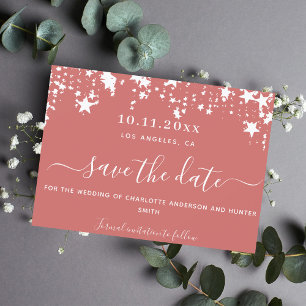 Dusty earth white stars wedding save the date