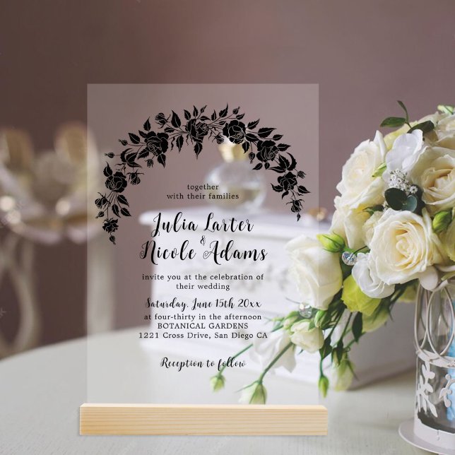 Dusty Elegant Golden Red Rose Flower Wedding Foil  Acrylic Invitations (Creator Uploaded)