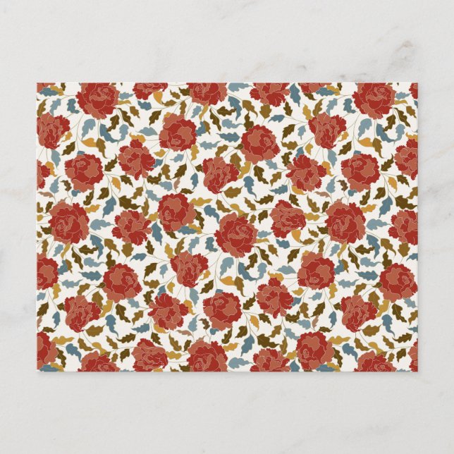 Dusty Elegant Golden Red Rose Flower Wedding Postcard (Front)