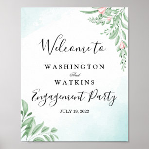 Dusty Eucalyptus Engagement Party Welcome Sign