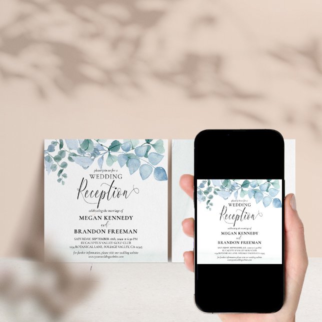 Dusty Eucalyptus Greenery Wedding Reception Only Invitation (Creator Uploaded)