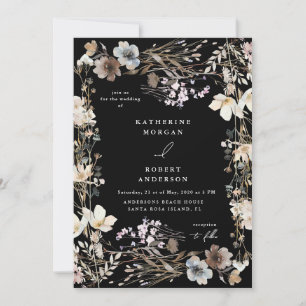 Dusty Fall Meadow Floral Wedding Invitation