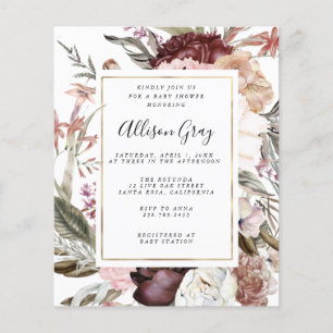 Dusty Floral Baby Shower   Budget  Flyer