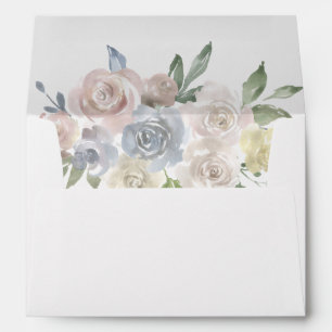 Dusty Floral Bouquet   Pastel Rose Return Address Envelope