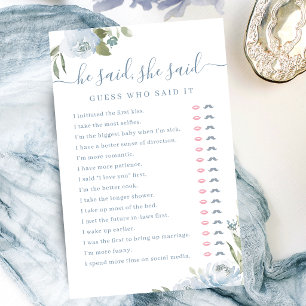 Dusty Floral He said She said bridal shower game