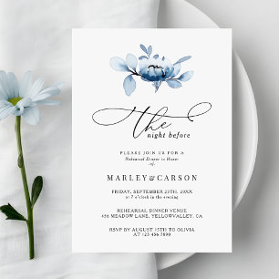 Dusty Floral Minimalist Script Rehearsal Dinner Invitation